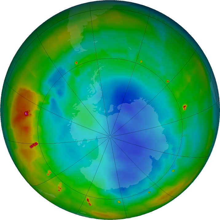 Antarctic ozone map for 04 August 2011